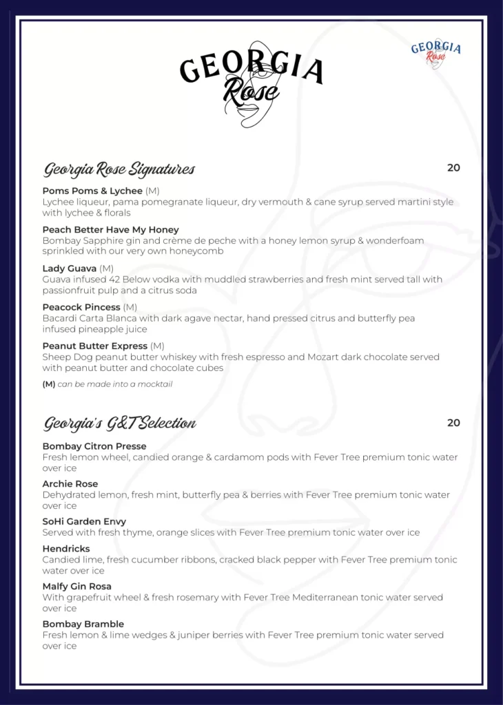 Georgia Rose Menu signature