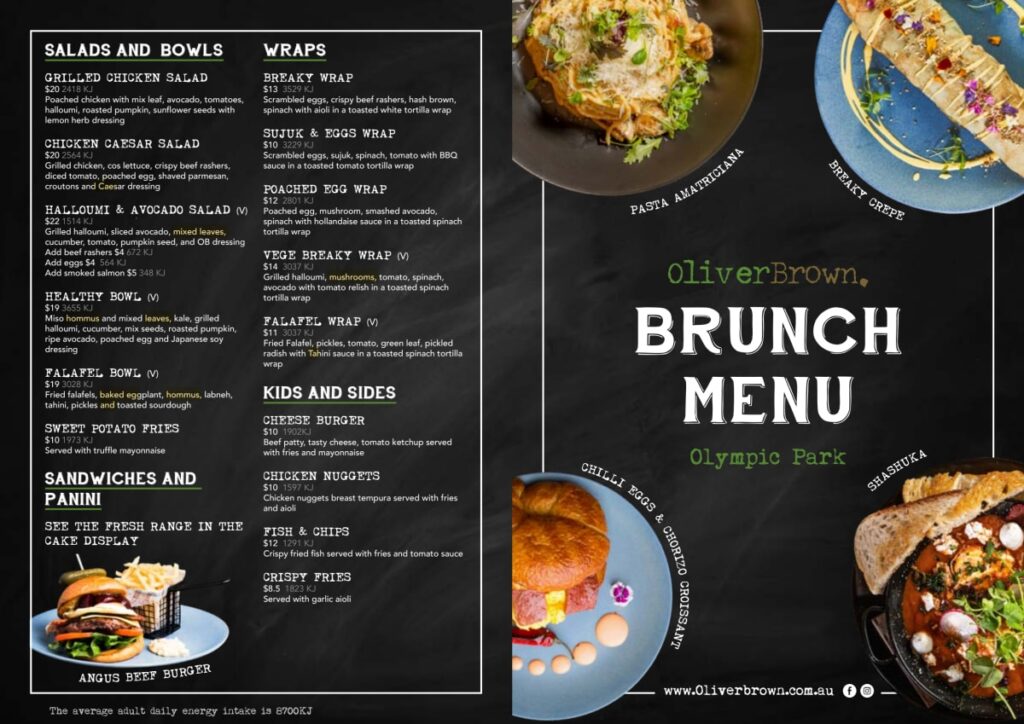 Oliver Brown Menu in Australia