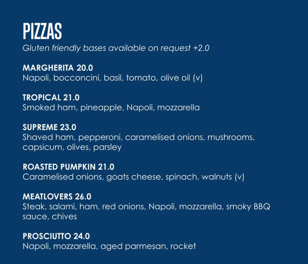 PIZZAS MENU 